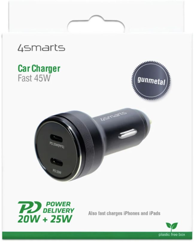 4smarts USB-C Dubbele Auto 45W Snellader Power Delivery Zwart afbeelding 8
