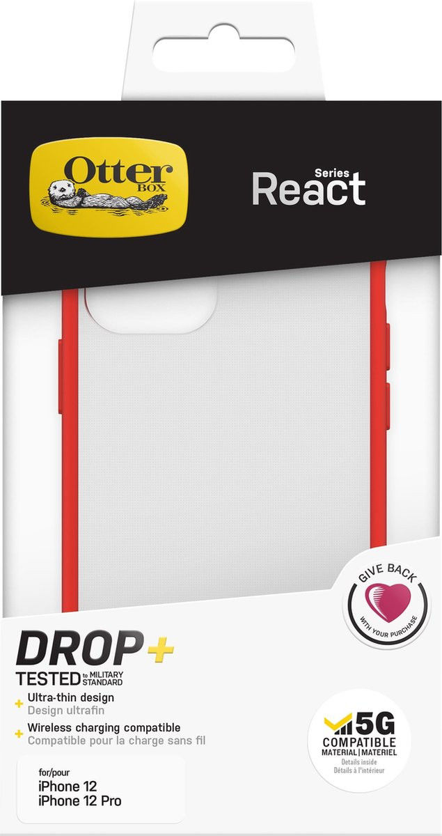 OtterBox React Apple iPhone 12 / 12 Pro Hoesje Transparant Rood afbeelding 11