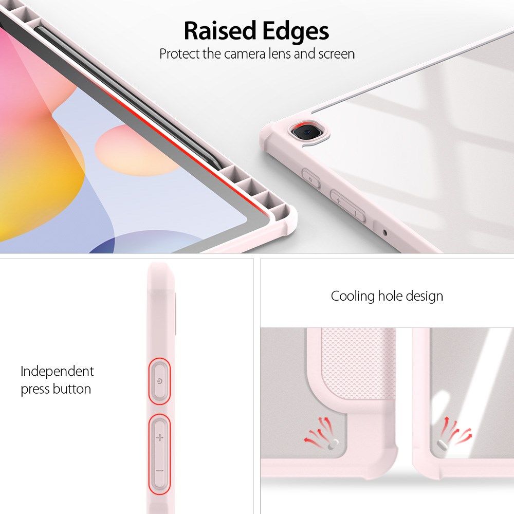 Dux Ducis Toby Samsung Galaxy Tab S6 Lite Hoes Tri-Fold Bookcase Roze afbeelding 3