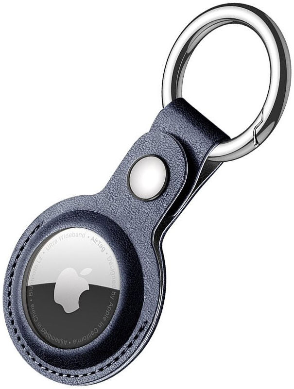 Dux Ducis Apple AirTag Sleutelhanger Kunst Leer Blauw afbeelding 1