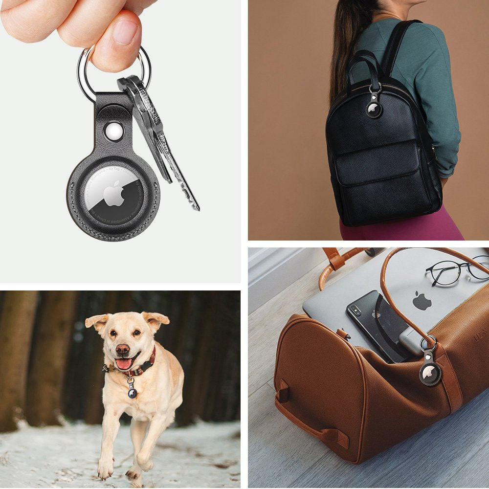 Dux Ducis Apple AirTag Sleutelhanger Kunst Leer Blauw afbeelding 6