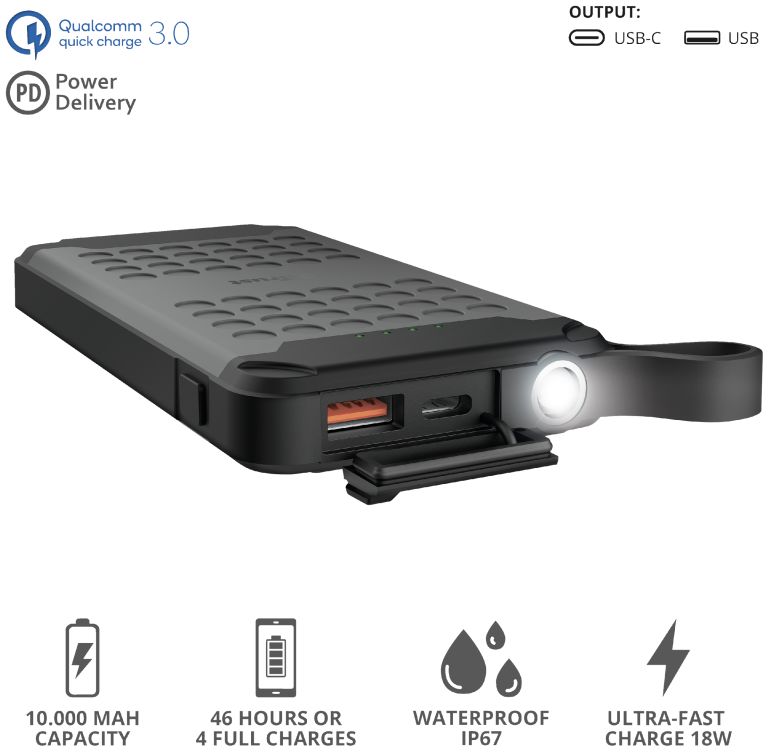 Trust Hyke Waterbestendige Fast Charge Outdoor Powerbank 10.000 mAh afbeelding 10
