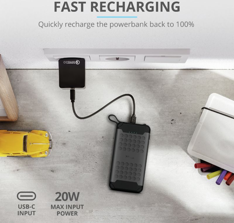 Trust Hyke Waterbestendige Fast Charge Outdoor Powerbank 10.000 mAh afbeelding 9