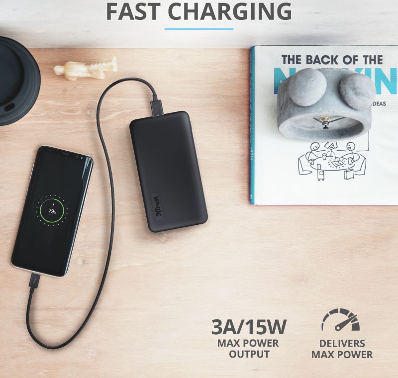 Trust Primo Ultra Dunne Mini Powerbank USB/USB-C 5.000 mAh Zwart afbeelding 8