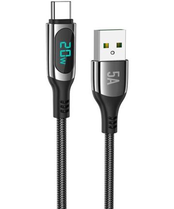 Hoco S51 Fast Charging 5A USB-C Gevlochten Oplaad Kabel Zwart Kabels