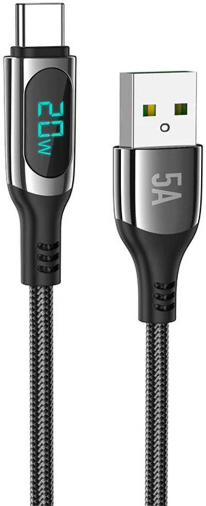 Hoco S51 Fast Charging 5A USB-C Gevlochten Oplaad Kabel Zwart afbeelding 1