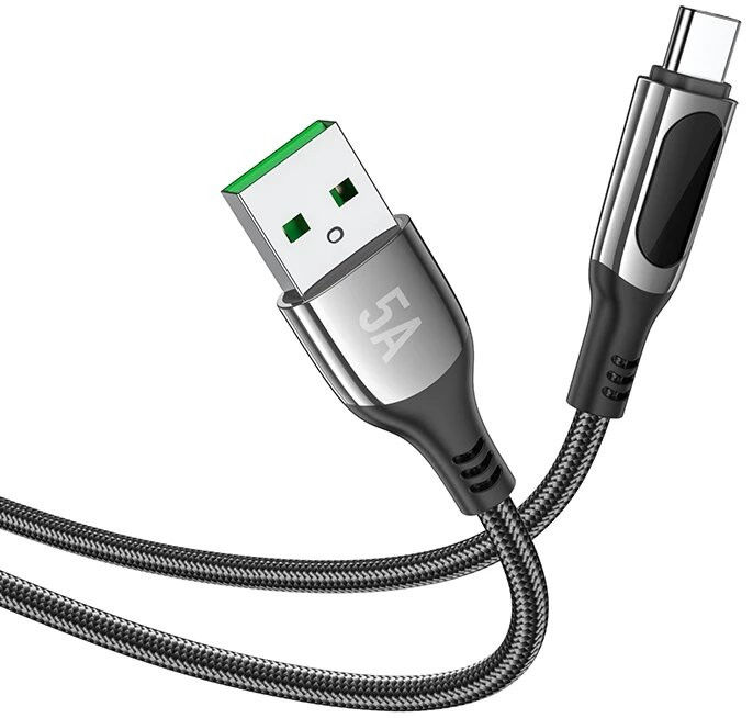 Hoco S51 Fast Charging 5A USB-C Gevlochten Oplaad Kabel Zwart afbeelding 4