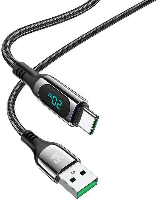 Hoco S51 Fast Charging 5A USB-C Gevlochten Oplaad Kabel Zwart afbeelding 2