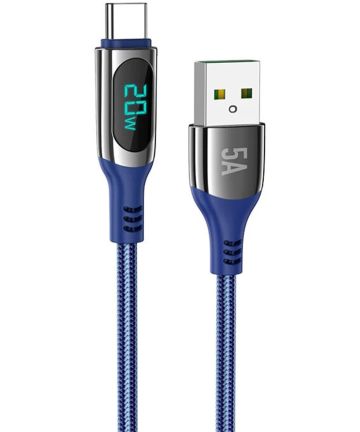 Hoco S51 Fast Charging 5A USB-C Gevlochten Oplaad Kabel Blauw Kabels