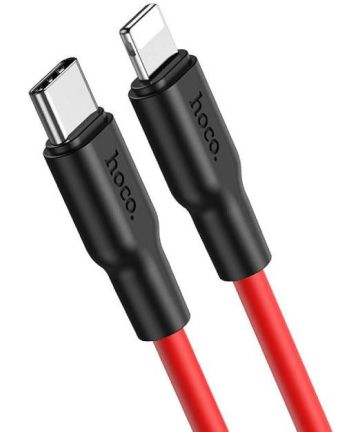 Hoco X21 Plus 20W PD USB-C naar Apple Lightning Kabel Silicone 1M Rood Kabels