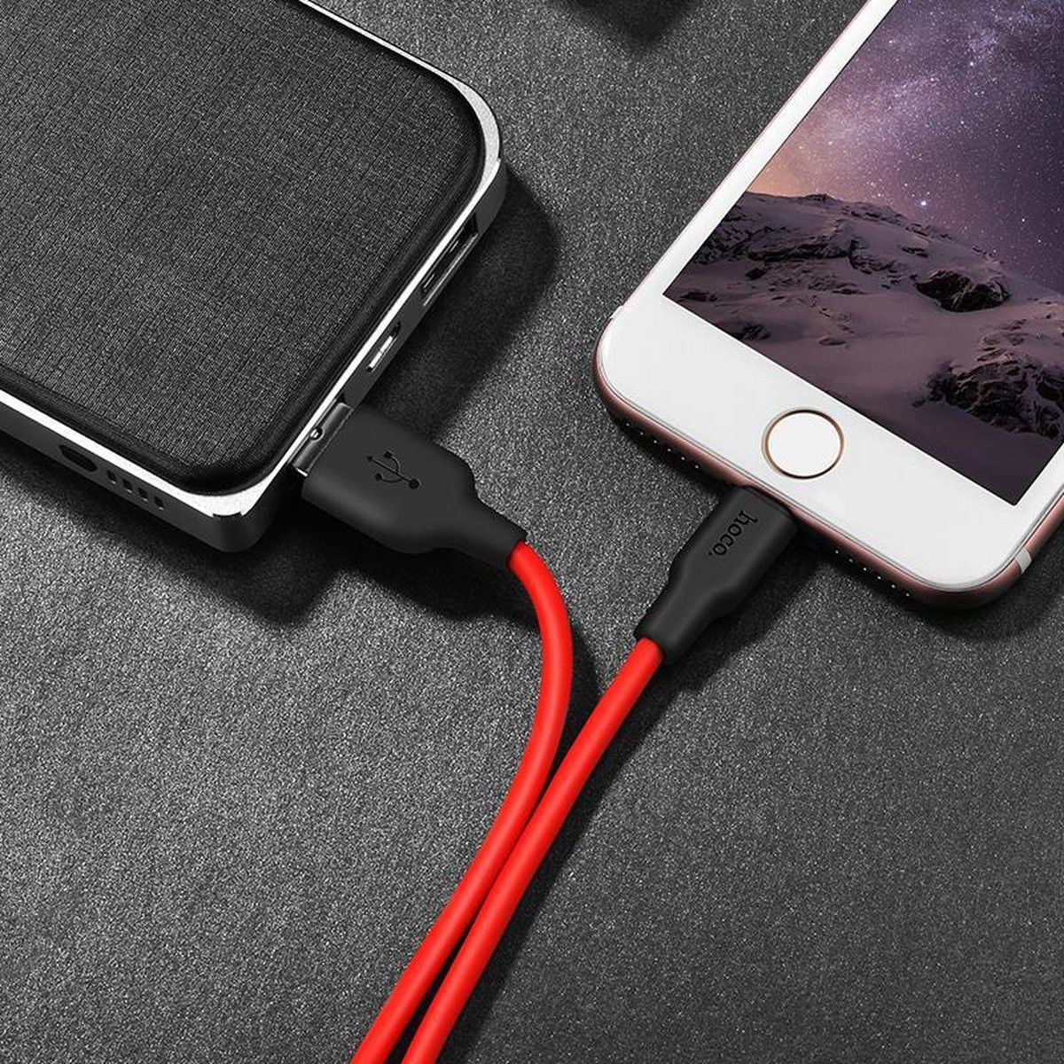 Hoco X21 Plus 20W PD USB-C naar Apple Lightning Kabel Silicone 1M Rood afbeelding 2