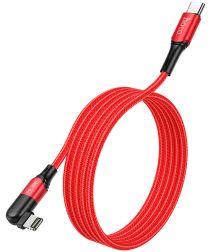 Hoco U100 USB-C naar Apple Lightning Draaibare Haakse Kabel 20W Rood