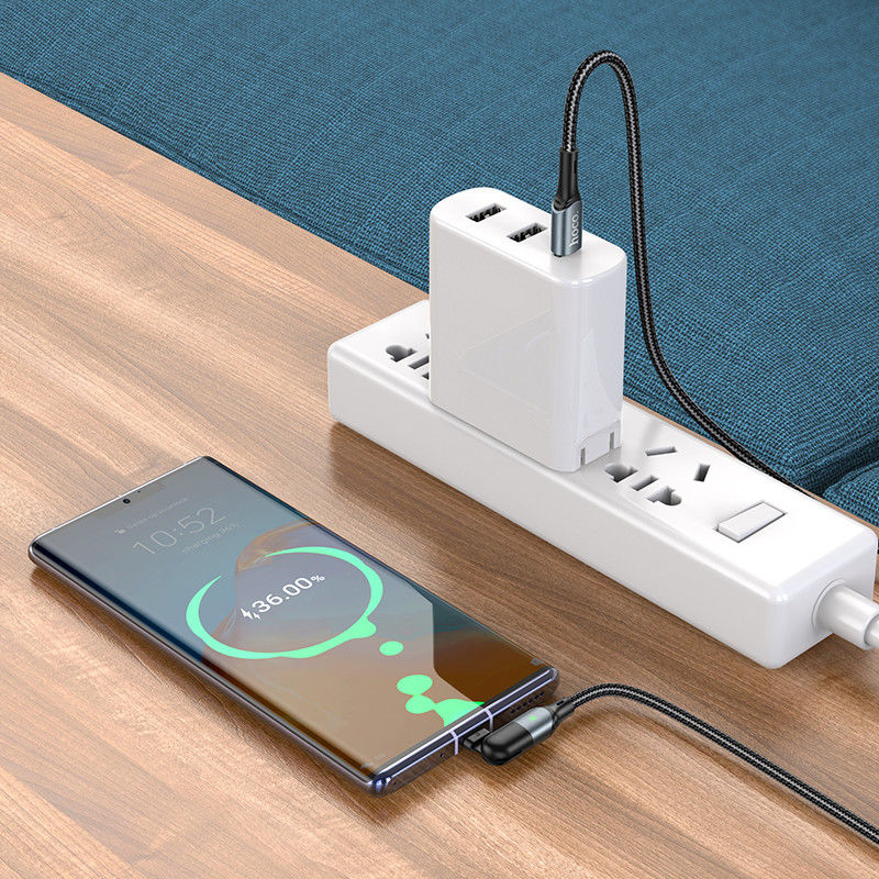 Hoco U100 USB-C naar USB-C Haakse Draaibare Kabel 100W 1.5 Meter Rood afbeelding 5