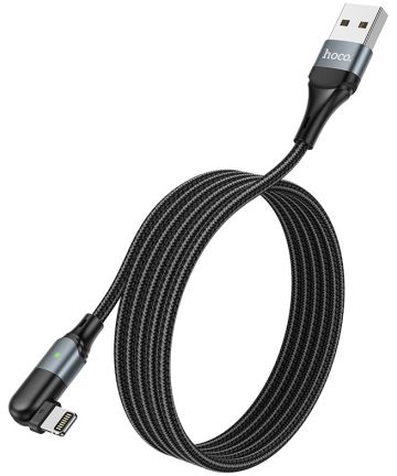 Hoco U100 USB-A naar Apple Lightning Haakse Draaibare Kabel Zwart Kabels