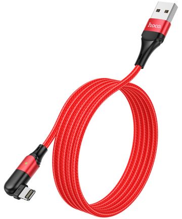 Hoco U100 USB-A naar Apple Lightning Haakse Draaibare Kabel Rood Kabels