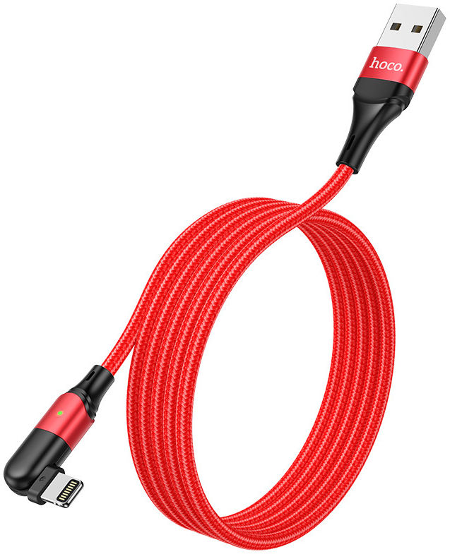 Hoco U100 USB-A naar Apple Lightning Haakse Draaibare Kabel Rood afbeelding 1