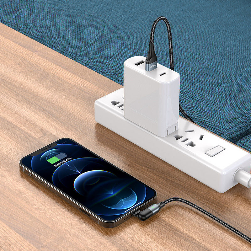 Hoco U100 USB-A naar Apple Lightning Haakse Draaibare Kabel Rood afbeelding 6