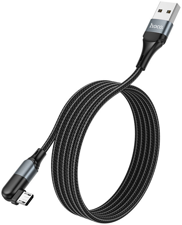 Hoco U100 USB-A naar Micro USB Haakse Draaibare Kabel 1.2 Meter Zwart afbeelding 1