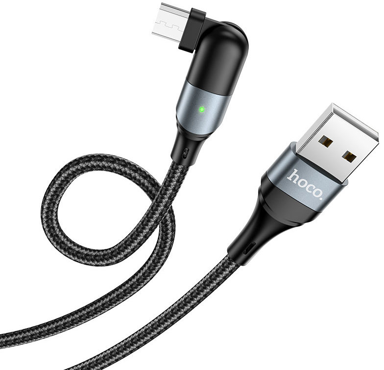 Hoco U100 USB-A naar Micro USB Haakse Draaibare Kabel 1.2 Meter Zwart afbeelding 2