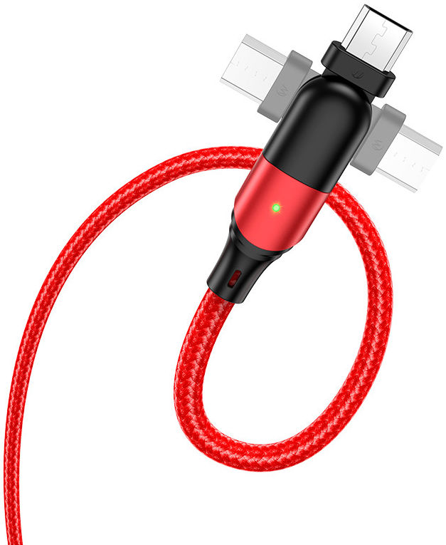Hoco U100 USB-A naar Micro USB Haakse Draaibare Kabel 1.2 Meter Zwart afbeelding 3