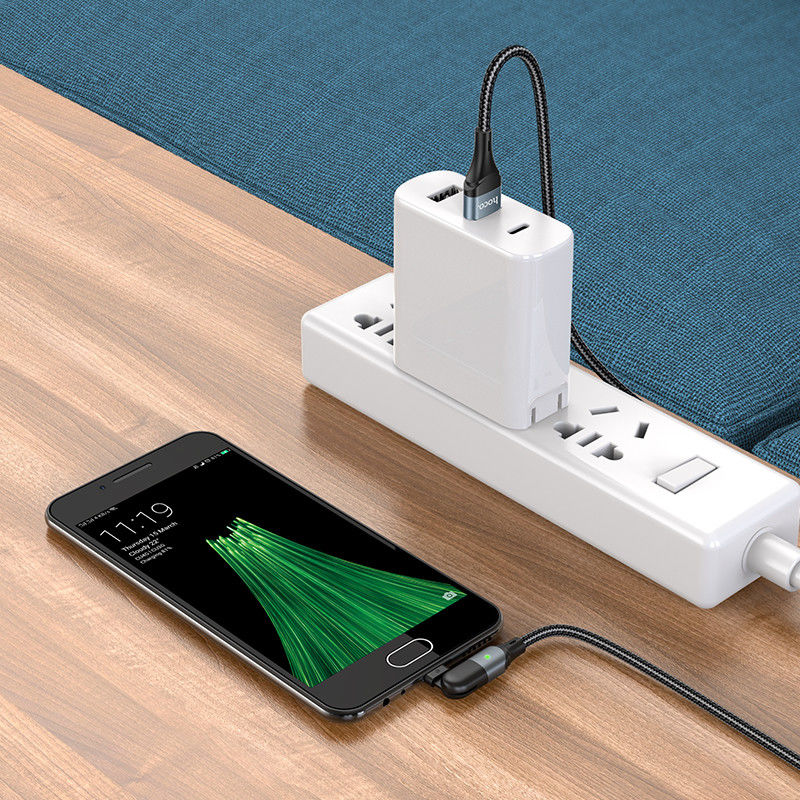 Hoco U100 USB-A naar Micro USB Haakse Draaibare Kabel 1.2 Meter Zwart afbeelding 6