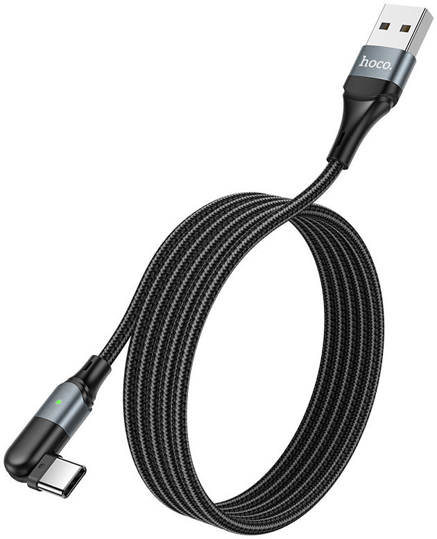Hoco U100 USB-A naar USB-C Haakse Draaibare Kabel 1.2 Meter Zwart afbeelding 1