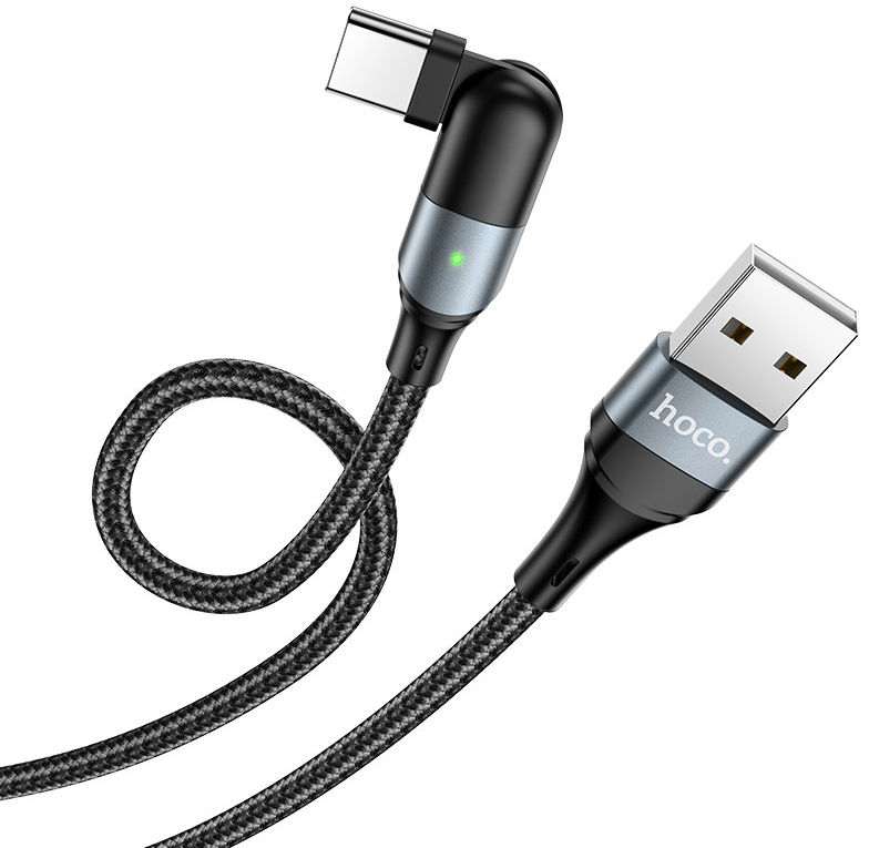 Hoco U100 USB-A naar USB-C Haakse Draaibare Kabel 1.2 Meter Zwart afbeelding 2