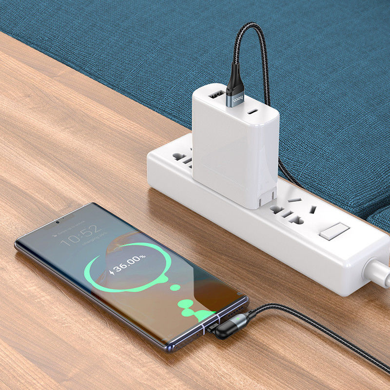 Hoco U100 USB-A naar USB-C Haakse Draaibare Kabel 1.2 Meter Rood afbeelding 6