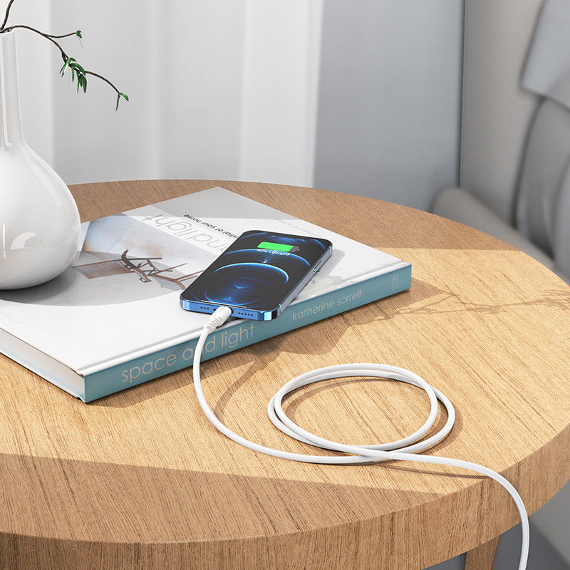 Hoco 3A Fast Charge USB-C naar Apple Lightning Kabel 20W PD 1M Wit afbeelding 3