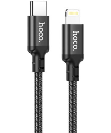 Hoco 20W PD Gevlochten USB-C naar Lightning Kabel 2M Fast Charge Zwart Kabels