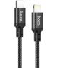 Hoco 20W PD Gevlochten USB-C naar Lightning Kabel 2M Fast Charge Zwart