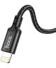 Hoco 20W PD Gevlochten USB-C naar Lightning Kabel 2M Fast Charge Zwart