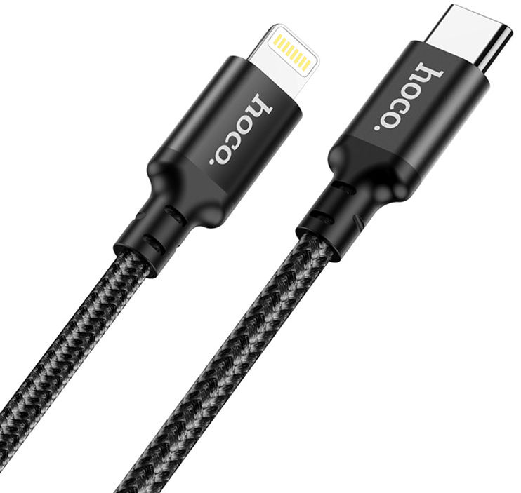 Hoco 20W PD Gevlochten USB-C naar Lightning Kabel 2M Fast Charge Zwart afbeelding 2