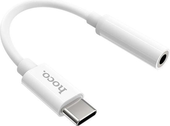 Hoco USB-C naar 3.5mm Jack (female) Aux Connector Wit afbeelding 1