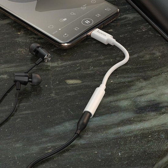 Hoco USB-C naar 3.5mm Jack (female) Aux Connector Wit afbeelding 5