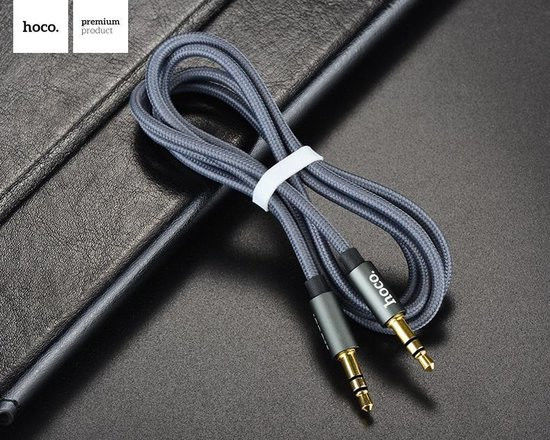 Hoco 3.5mm Jack naar 3.5mm Jack Gevlochten Aux Kabel 1 Meter Zwart afbeelding 5