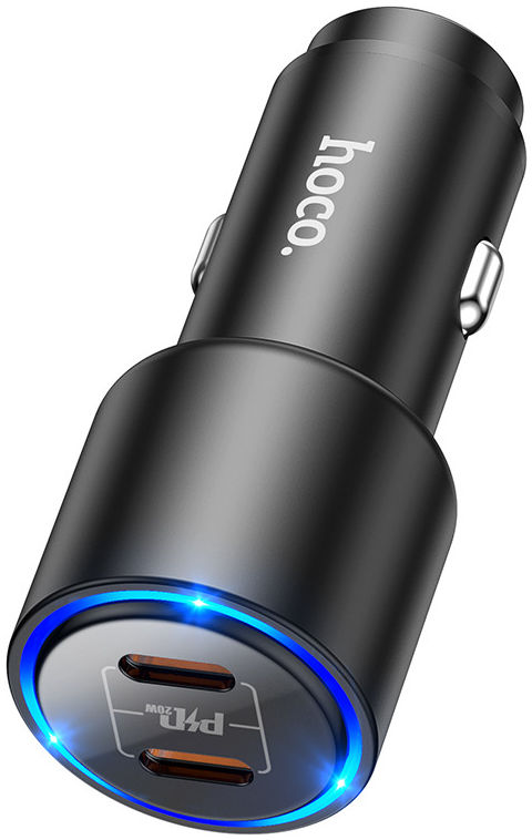 Hoco Dubbele USB-C Autolader 40W met Power Delivery Snellader Zwart afbeelding 4