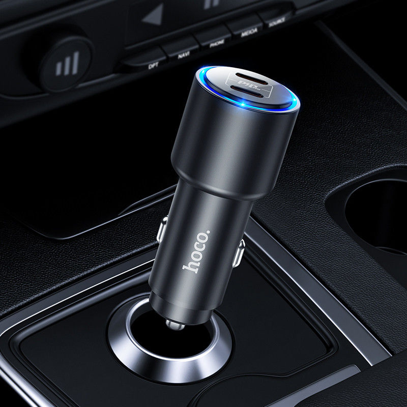 Hoco Dubbele USB-C Autolader 40W met Power Delivery Snellader Zwart afbeelding 7