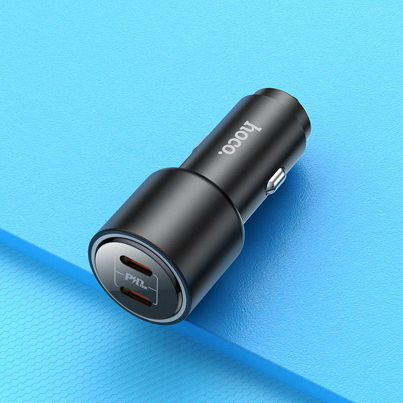 Hoco Dubbele USB-C Autolader 40W met Power Delivery Snellader Zwart afbeelding 8