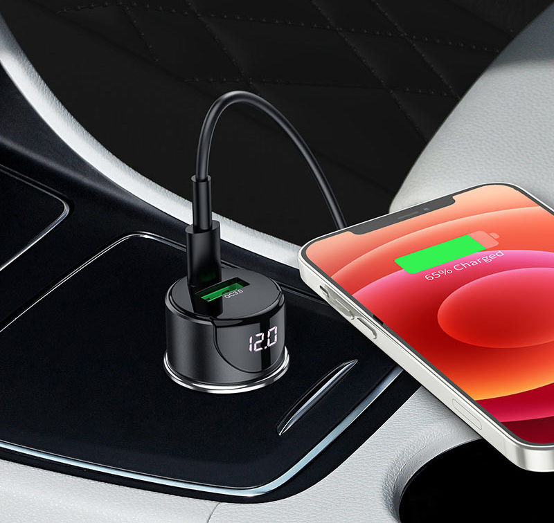 Hoco 3A Fast Charge Autolader met Quick Charge 3.0 en 20W PD Grijs afbeelding 3