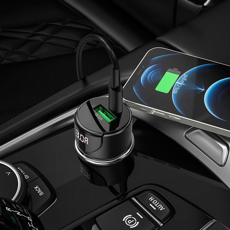 Hoco 3A Fast Charge Autolader met Quick Charge 3.0 en 20W PD Grijs afbeelding 4