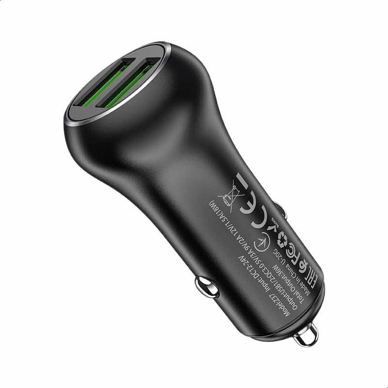 Hoco Z37 Dubbele Auto Oplader Quick Charge 3.0 Zwart afbeelding 4