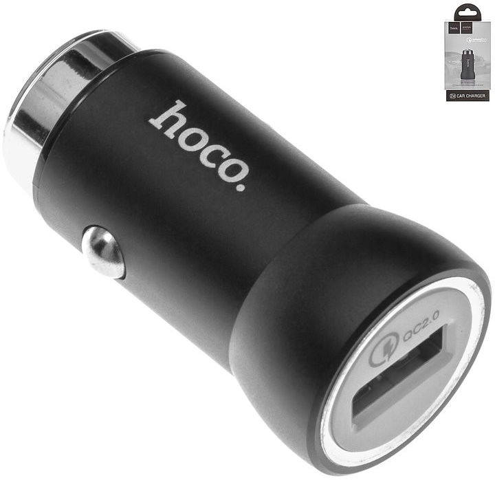 Hoco Z4 2.1A Fast Charge Autolader met Quick Charge 2.0 Zwart afbeelding 1