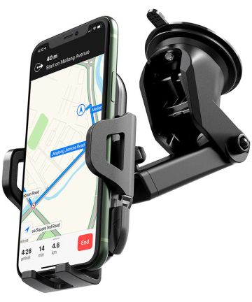 Hoco 360° Verstelbare Dashboard/Raam Telefoon Houder met Zuignap Zwart Houders