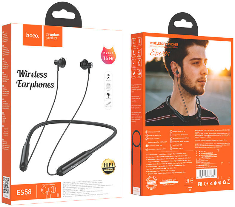 Hoco Bluetooth Draadloze Sport Oordopjes Zwart afbeelding 6