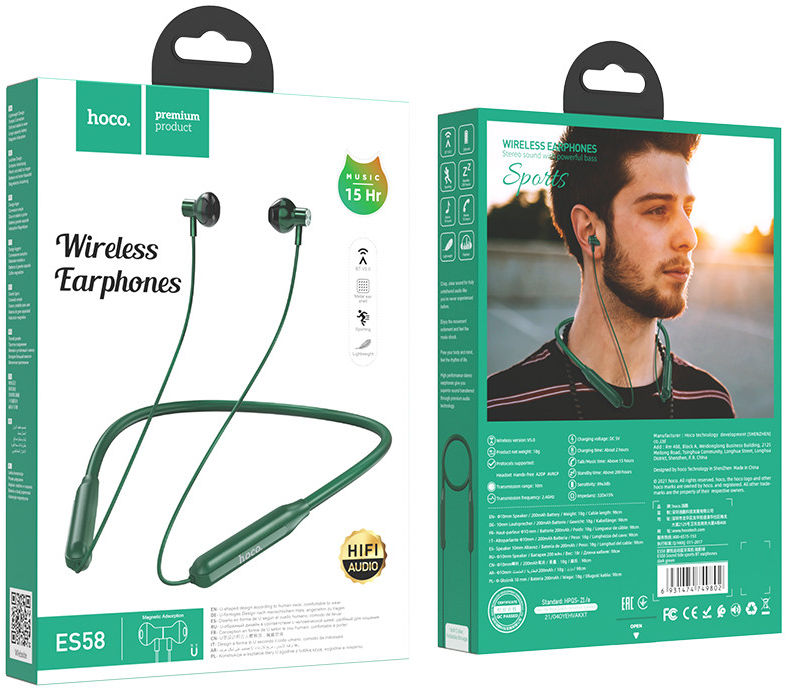 Hoco Bluetooth Draadloze Sport Oordopjes Groen afbeelding 5