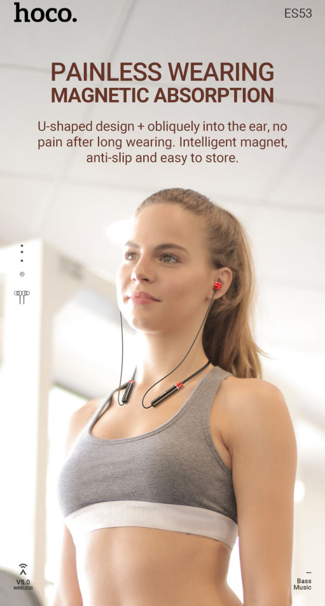 Hoco ES53 Coolway Draadloze Bluetooth Sport Oordopjes Zwart afbeelding 4