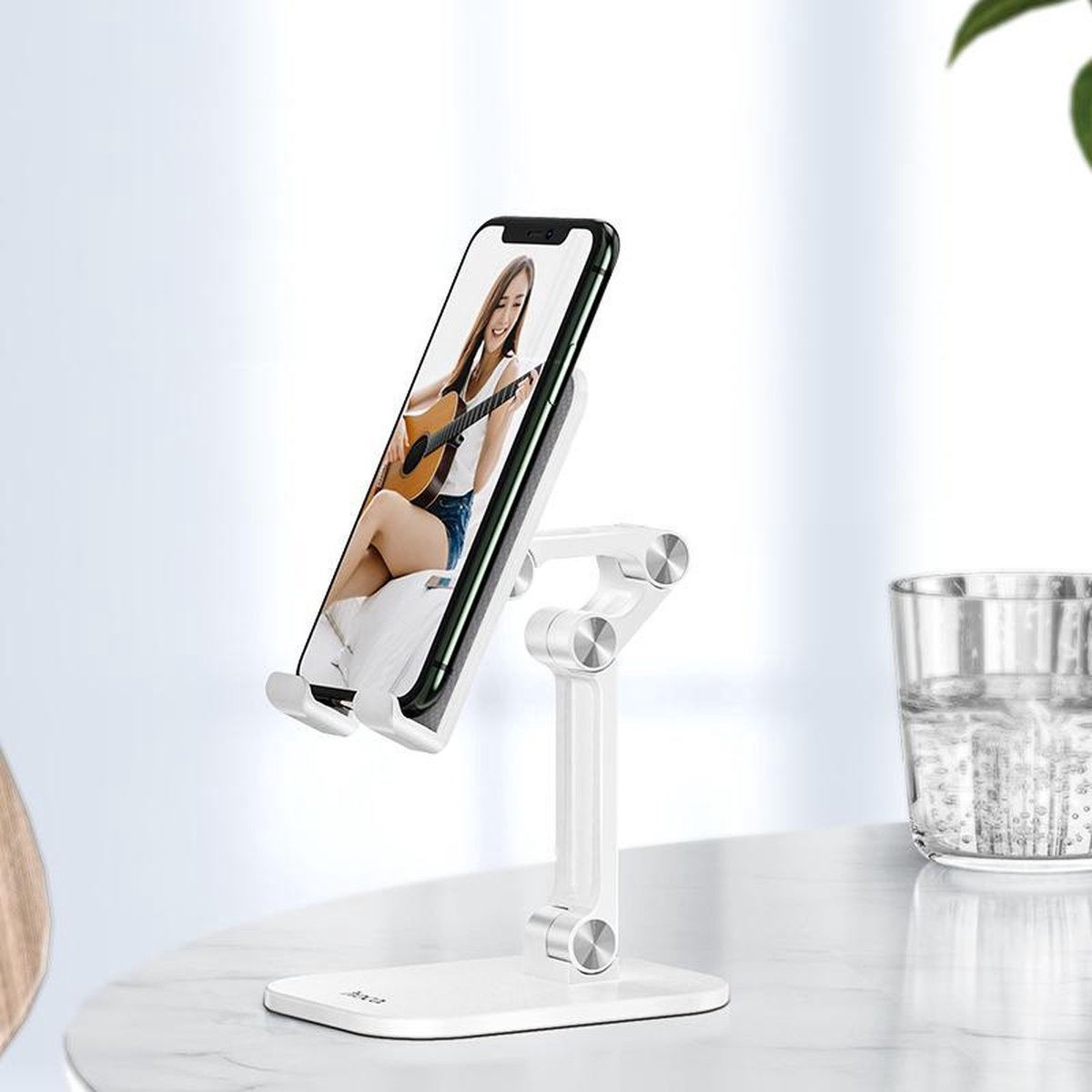 Hoco Verstelbare Opvouwbare Houder voor Smartphone en Tablet Wit afbeelding 2