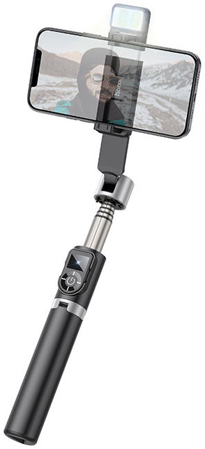 Hoco Universele Tripod Statief / Selfie Stick Houder met Lamp afbeelding 2