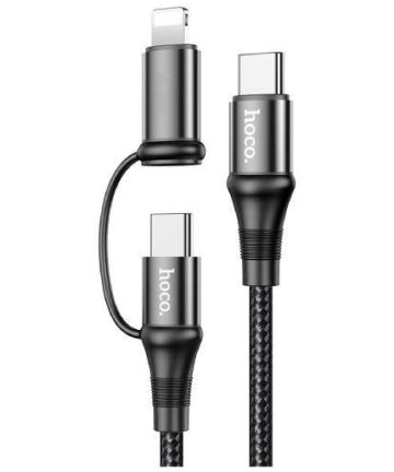 Hoco X50 2-in-1 USB-C naar USB-C / Apple Lightning 1 Meter Zwart Kabels